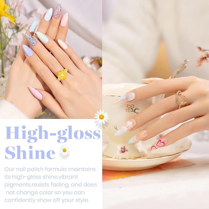 Beetles Pastel Gel Nail Polish Set, 20 Color Macaron Colors Bright Pink Green Spring Nail Polish Kit with Base Gel Glossy & Matte Top Coat Soak off Uv Nail Art Gift for Women