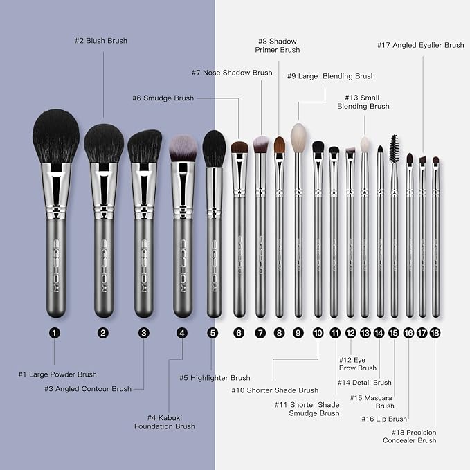 Professional Makeup Brush Set, EIGSHOW High End Makeup Brushes for Foundation Powder Blending Blush Bronzer Eyeliner Eyeshadow with Case (PRO 18pcs Grey)