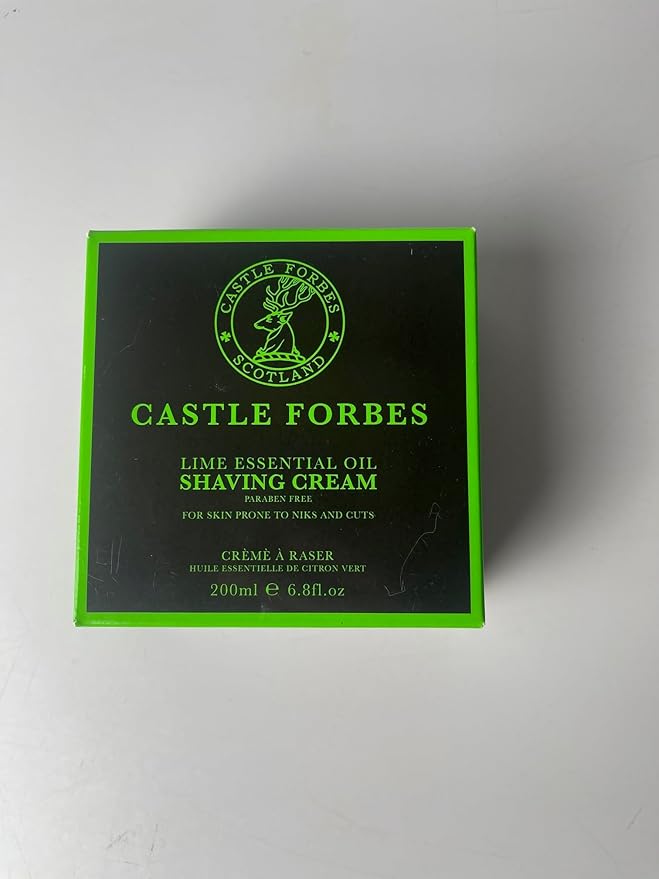 Castle Forbes Lime Shaving Cream For Men, 6.8 fl.oz. | Moisturizing Smooth Shave Lather w/ Essential Oils | Protects All Skin Types From Razor Burn & Irritation | Luxury Grooming & Beard Care