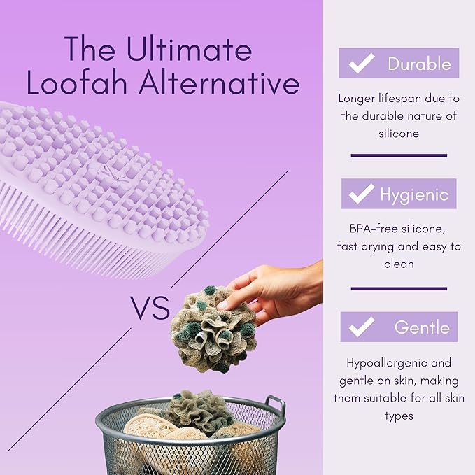 Avilana Body and Face Scrubber Combo – Includes Dual-Sided Body Scrubber and Gentle Face Scrubber – Hygienic, Long-Lasting, and Gentle for Body and Face