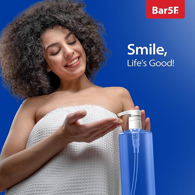 Bar5F Pump Bottle 32-Ounce 1-Liter Empty for Shampoo Conditioner Body Wash Lotion BPA-Free Crystal-Clear