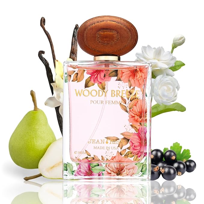 Jean Rish Woody Breeze Eau De Parfum - Perfume for Women (3.4 Fl Oz / 100ml) with Black Currant, Iris & Praline Notes - Long Lasting and Luxury Fragrance