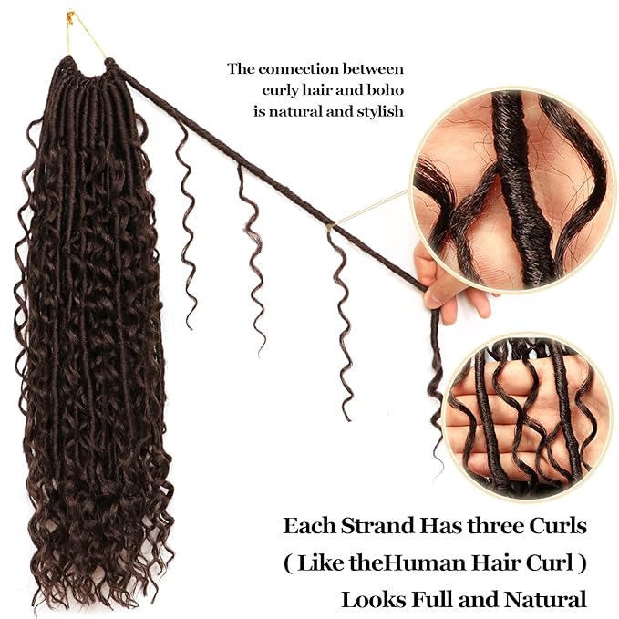 8 Packs Goddess Faux Locs Crochet Hair-18 Inch Boho Soft Locs Crochet Hair for Black Women (#4, 18 Inch(Pack of 8))