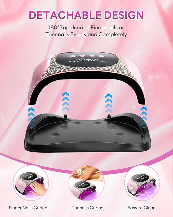 UV LED Light Nail Dryer For Gel Nails Quick Dry, 256W Professional UV Drying Light for Fingernail Polish , 57Pcs Beads Curing Gels Manicure Lamp, Portable Gel Cure Machine with Auto Sensor, 4 Timers