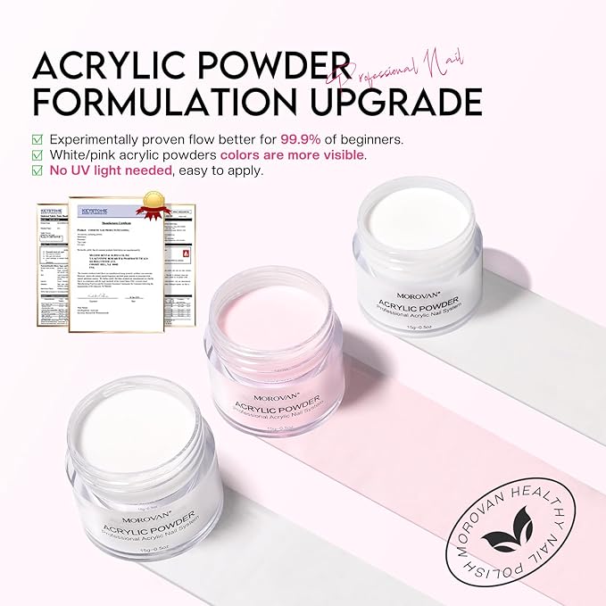 Morovan Acrylic Nail Kit: Professional Starter Set with Drill, Lamp, Powder, Polish & Accessories for Beginners