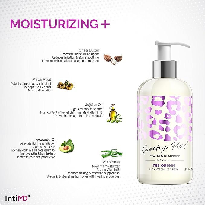 IntiMD Coochy Plus HydroLock Moisturizing + 3-Steps Kit Intimate Shave Gift Set: Nouria Pre-Shave Elixir Oil + Coochy Plus Shave Cream The Origin + Coochy Plus After Shave Protection Mist
