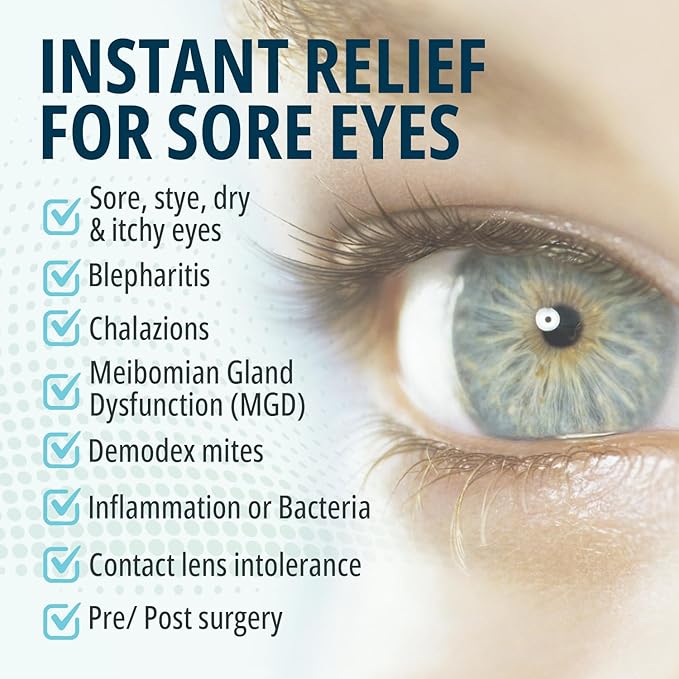 NOVEHA Eyelid and Lash Cleanser | Effective Relief from Irritation, Dry Eyes, Styes & Blepharitis, Pure and Gentle Hypochlorous Acid 0.02% Spray 120ml (4oz)