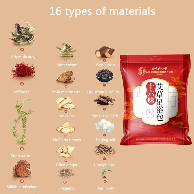 30 PCS Body Detox Foot Soak to Remove Toxins,Lymphatic Drainage Ginger Feet Soak,Mugwort Herbal Foot Detoxing Soak for Dry Cracked Feet,Dispel Cold Remove Dampness 泡脚足浴包艾草叶