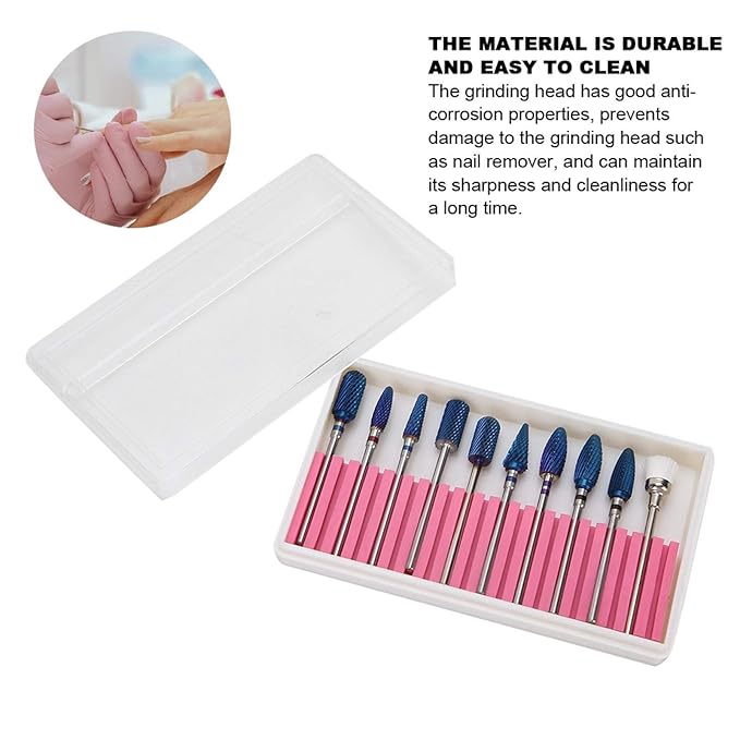 Nail Drill Bits Set,Electrical Professional Nail File Kit,Carbide Nail Drill Bits Set, Cuticle Drill Bit,Nail File Drill Bit for Manicure Pedicure Cuticle Gel Nail Polishing,10Pcs Nail Grinding Head