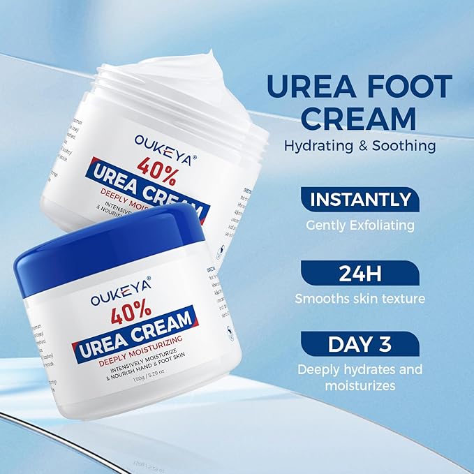 Urea Cream,NEW FORMULA Urea Cream 40 percent for Feet Maximum Strength,Dry Cracked Treatment Lotion for Knees & Elbows,Foot Dead Skin Cuticle Callus Remover Toenail Softener,5.29 oz 2 Packs