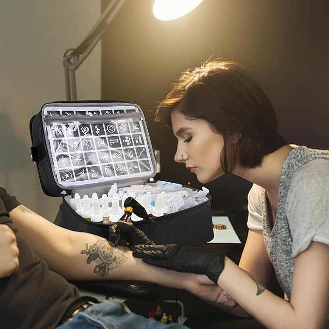 Tattoo Supplies Organizer - Kit Box Case for Tattoo Stencil Printer, Ink, Equipment