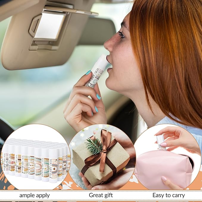 50 Pcs Lip Balm Bulk Christian Gift for Women Faith Religious Bible Verse Lip Balm Inspirational Gift Scripture Moisturizing Lip Care Product for Coworker Sister Teacher(Boho)