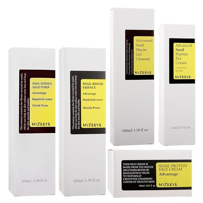 Advanced Snail Mucin Skincare Set For Teen Girl, Anti Wrinkle & Repair Face Skin Care Gift Set With Face Wash, Toner, Serum, Face Cream, Eye Cream, 5PCS Peptides Snail Mucin Kit Travel Size For Women.