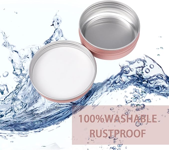 24 Pack 4oz/120ml Screw Top Aluminum Tin Jars with Screw Lids and Blank Labels - Refillable 120ml Metal Containers for Lip Balms, Candles, Salves, Spices, Crafts(Rose Gold)