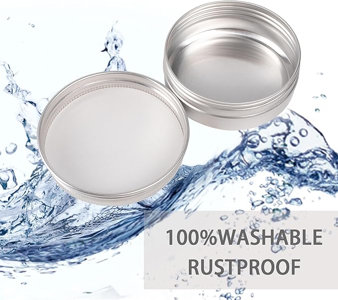 24 Pack 4oz Screw Top Aluminum Tin Jars with Screw Lids and Blank Labels - Refillable 120ml Metal Containers for Lip Balms, Candles, Salves, Spices, Crafts (Silver)