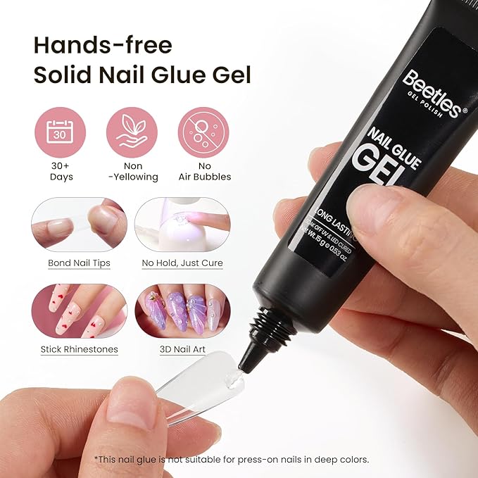 Beetles Gel Nail Kit Long Coffin with Nail Dehydrator and Primer, 576Pcs Half Matte Etch-X Gel Nail Tips Solid Nail Glue Mini Nail Lamp Acrylic Nail Tips Easy DIY Nail Extension Set Gift for Women