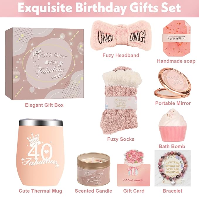 Happy Birthday Gifts for Women Friendship, Get Well Soon Gifts Baskets for Women, Self Care Package, Birthday Basket for Womens, Friends, Coworker Ideas