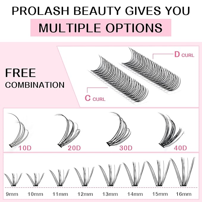 280 Pcs Individual Lashes 20D-D-0.10-9-16mix Cluster Lashes 20D C D Curl Wispy Lashes Bottom Lashes DIY Lashes At Home (20D-D-0.10-9-16mix)