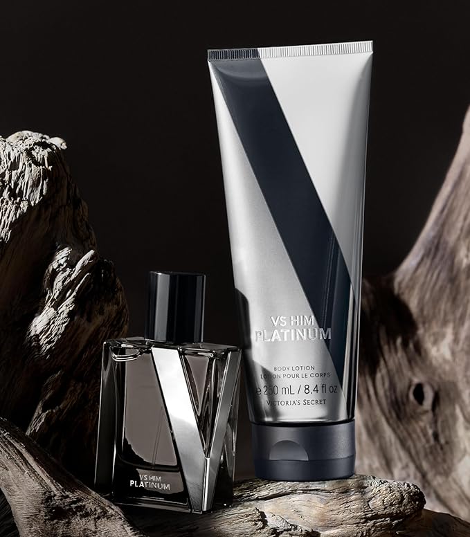Victoria's Secret Platinum 3 Piece Luxe Fragrance Gift Set: 1.7 oz. Cologne, Travel Lotion, & Body Bar