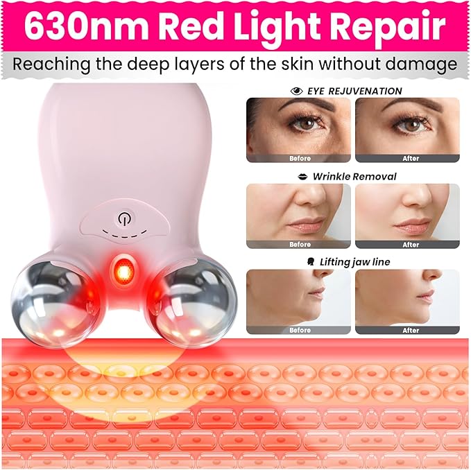 Microcurrent Facial Device,Latest Red Light Technology,Enhances The Ability to Lift The Face and Tighten The Skin,Facial Wrinkle Equipment,Smart Photon Micro-Current Device,Model:EP-300.