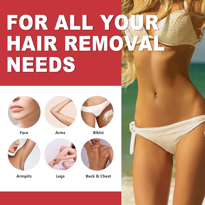 1lb Hard Wax Beads for Sensitive Skin Coarse Hair Removal, No Rosin Wax Beads for Brazilian Waxing, Full Body, Bikini, Underarms, Back, Legs, Face, Back, Unscented Wax Beans for Women Men Home