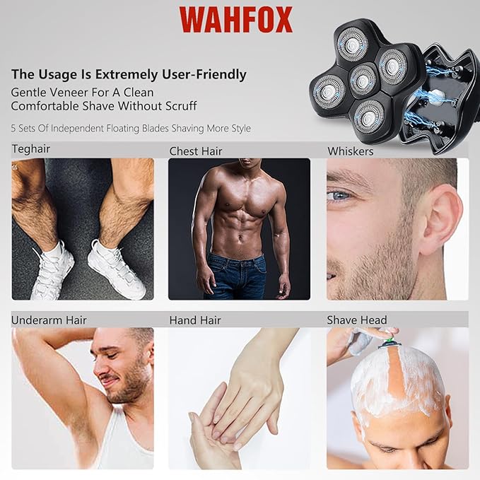 Universal 5 Blades Magnetic Head Shaver Replacement Blades Compatible with MANSCAPED The Dome Shaver 5 Blade Head Shaver Replacement Heads