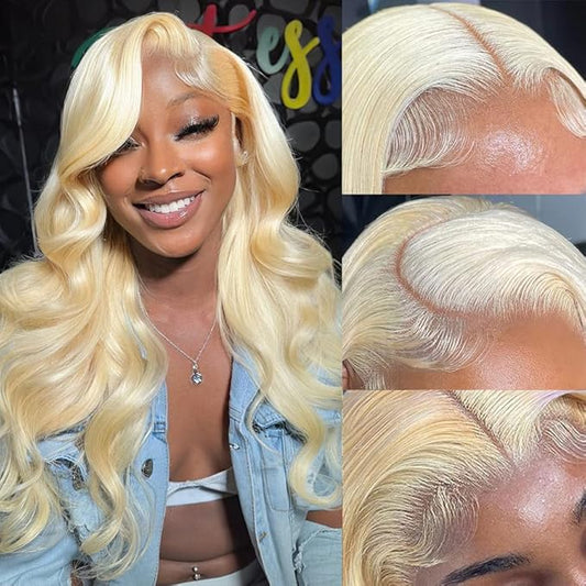 613 Lace Front Wig Human Hair 13x4 Body Wave 613 HD Lace Frontal Wig Human Hair Pre Plucked Blonde Lace Front Wigs Human Hair 12A 613 Human Hair Wig Transparent Lace 200 Density 24Inch