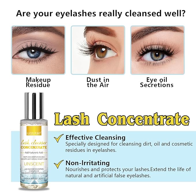 4.06 FL OZ Lash Shampoo Concentrate for Lash Extensions, Lash Cleanser Concentrate Eyelash Extension Cleanser Professional Lash Concentrate for Lash Extension Natural Foaming Cleanser Eyelash Shampoo