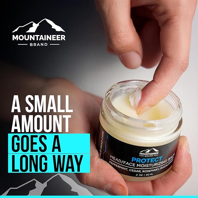 Mountaineer Brand Natural Moisturiser with Fresh & Natural Scent | Bald Head Care for Men | Non-Greasy Scalp and Face Balm | Made in West Virginia | Protect | 2 Pack | 2oz