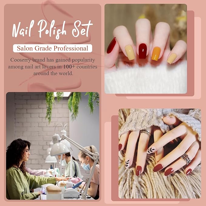 48pcs Gel Nail Polish Kit with UV Light-36 Colors Fall Winter Gold Glitter Brown Nail Polish Gel, Golden Glitter Nail Gel Christmas Gifts for Women