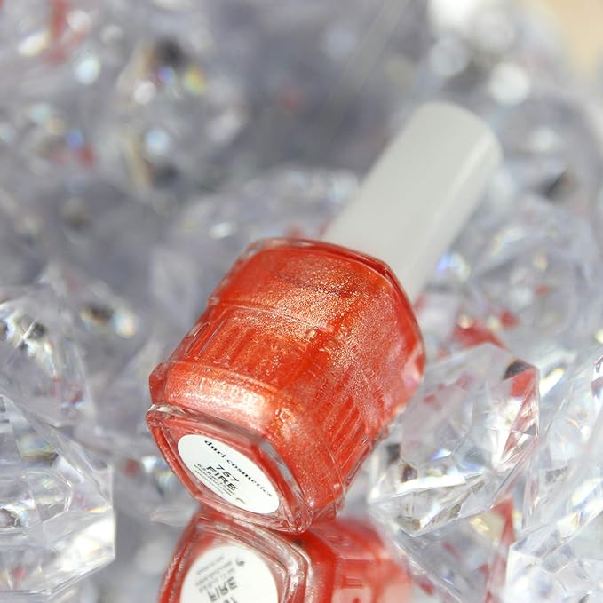 duri Nail Polish, 757 Fire, Sparkly Firecracker Glitter Metallic Shimmer Orange, Fast Drying, Lasting, Semi-Sheer Coverage, 0.45 Fl Oz