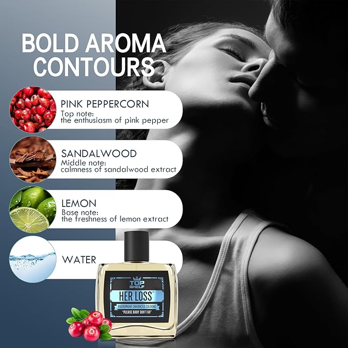 Top Shelf Her Loss Cologne for Men, Herloss Perfume Para Hombre, Her Loss Pheromone Cologne for Men, Lasting Fragrance, Men's Aftershave Scent with Elegant Blend Formula