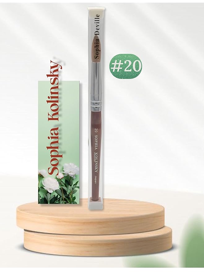 Acrylic Nail Brush Pure Kolinsky Hair Round Shape Redwood handle Size #6 to #22 Pick Your Size (SIZE #20)