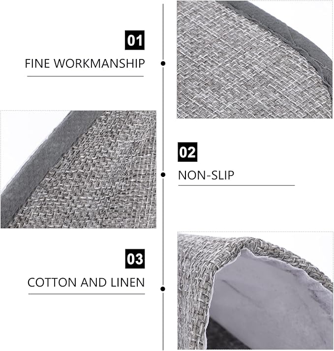 Milisten 20pcs Disposable Cotton Closed Toe Washable Folding Spa Slippers for Guests, Hotels, Office (Grey)