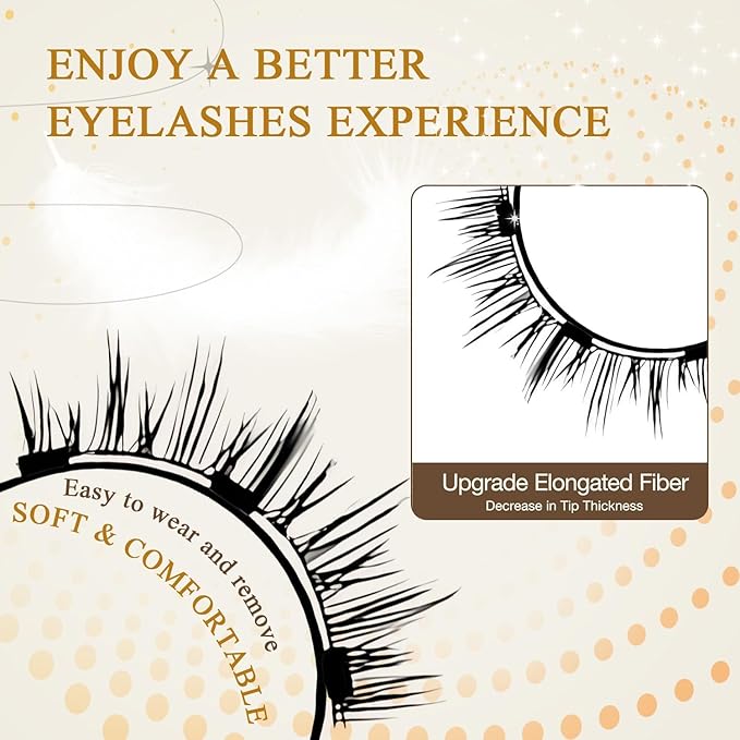 Ginani Magnetic Eyelashes Kit,Magnetic Eyelashes with Applicator Natural Look,Reusable No Glue Needed Soft Lashes,Easy to Wear and Remove(Fuller)