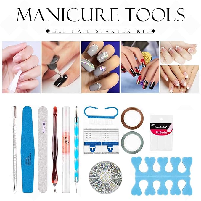 Gel Nail Polish Starter Kit - 6 Colors Gel Polish Set Base Top Coat, 36W LED UV Nail Lamp with Full DIY Gel Manicure Nail Tools by Vishine 8ml #12