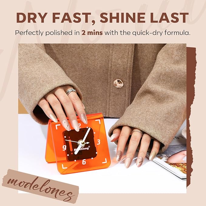 modelones Nail Polish Set 6 Colors, Nude Brown Burgundy Glitter Quick Dry Mini Nail Lacquer Kit, Skin Tone Dark Red Pink Nail Art DIY Home Travel Salon Nail Art Manicure Gift for Women Girls