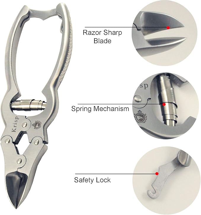 Toenail Clippers for Thick Ingrown Toenails - Professional Podiatry Nail Cutter Fingernail Clipper Trimmer Heavy Duty Surgical Grade Stainless Steel Men Seniors Adults Podiatrist Tool Krisp Beauty