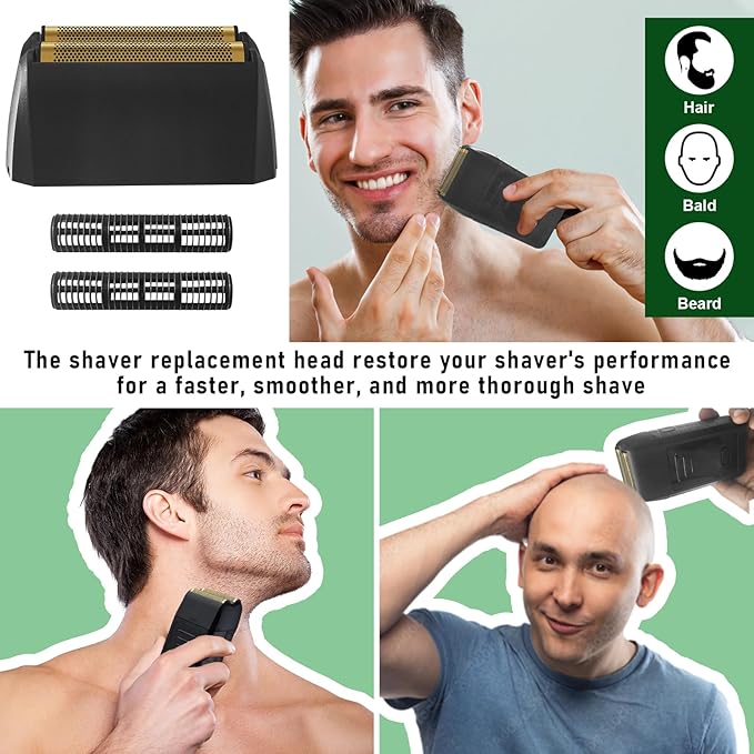 Shaver Replacement Super Close Gold Foil & Cutter Bar Assembly Compatible with Wahl 5 Star Series Vanish Shaver（8173-700） (2 Pack)