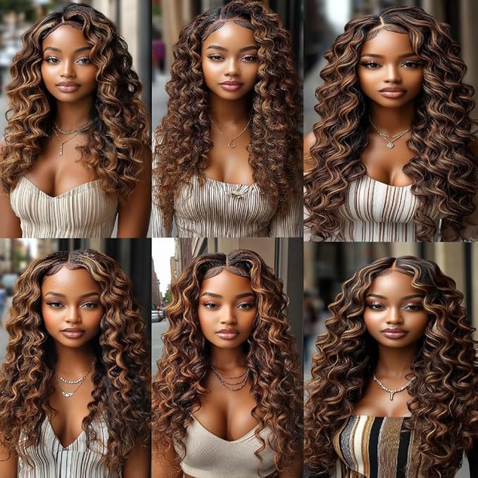 Ombre P1B/27 Loose Deep Wave Bundles Highlight Deep Wave Human Hair Bundles Black and Honey Blonde Bundles Brazilian Human Hair Extensions Soft and Silky for Black Women 16 18 20 Inch