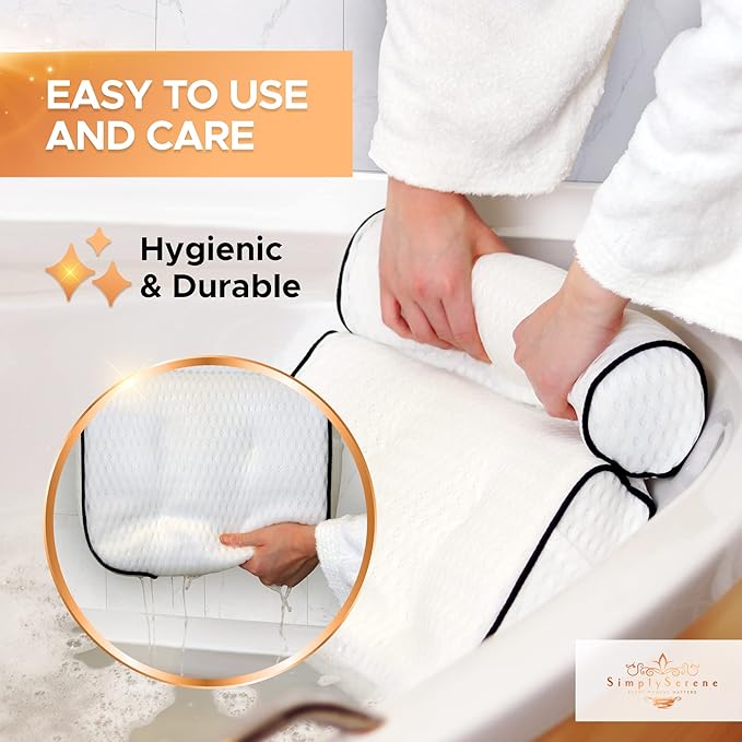 Luxury Bath Pillow for Tub, 6 Strong Suction Cups, 4D Breathable Mesh Headrest Cushion, Bathtub Pillow for Head and Neck Support, Relaxing Spa Accessories, Ideal for Tubs, whirlpool tubs and Spa Gifts