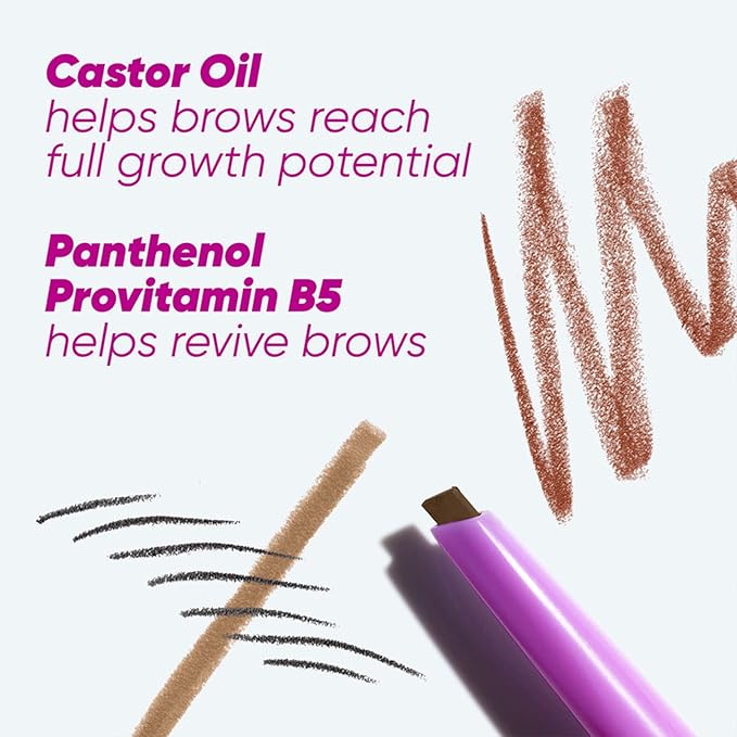 Kosas Brow Pop - Longwear Eyebrow Makeup, Dual-Sided Defining Pencil with Castor Oil for Soft, Natural Look of Real Hair - Auburn