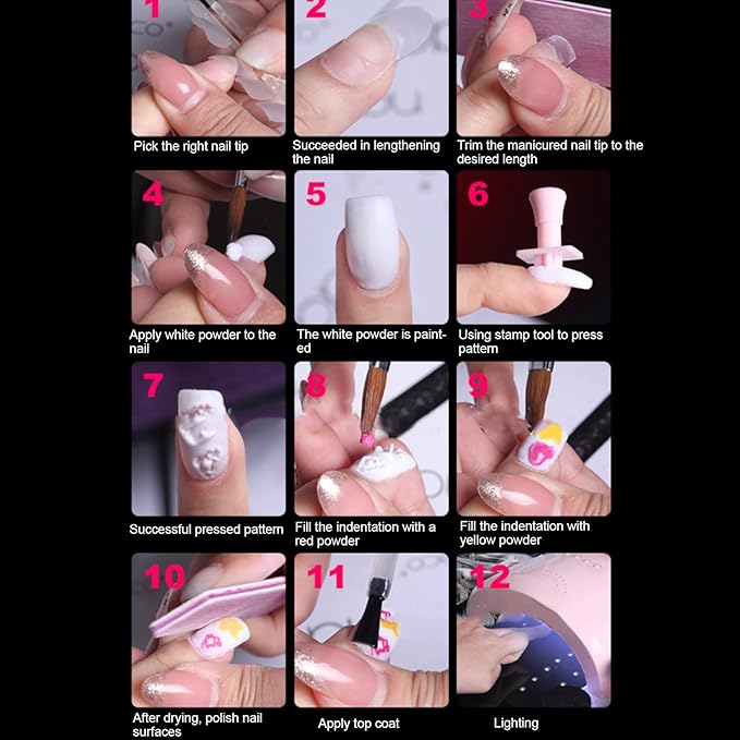 192pcs 3D Nail Art Stamper, Clear Lines Manicure Stamping Tools Different Patterns Stamper for Nail Salon DIY