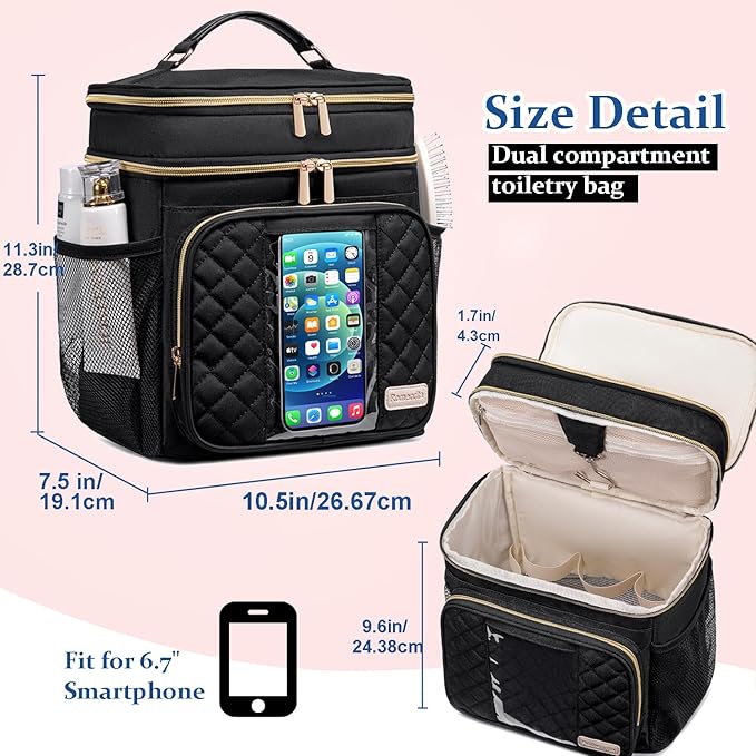 Large Toiletry Bag for Women Men,Waterproof Portable Shower Caddy for College Dorm,Bathroom Bag, Quick Dry Shower Bag Hanging Toiletry Bags for For Full Sized Toiletries And Cosmetics
