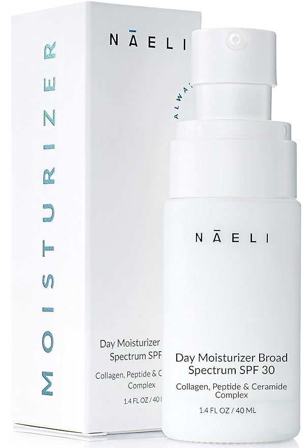 NAELI Face Moisturizer with SPF 30, Anti Aging Collagen & Peptide Cream, Reduces Wrinkles - Lightweight Skin Hydration with Hyaluronic Acid, Paraben Free & Non-Comedogenic Sunscreen, 1.4 oz