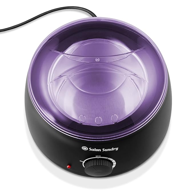 Salon Sundry Portable Electric Hot Wax Warmer Machine for Hair Removal - Black with Purple Lid