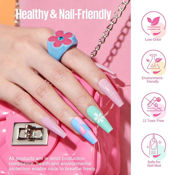 MEFA 32 Colors Gel Nail Polish Kit with U V Light, Spring Gel Nail Kit Pastel Pink Blue Glitter Gel Nail Polish Set Manicure Tool Nail Art Decorations Gift
