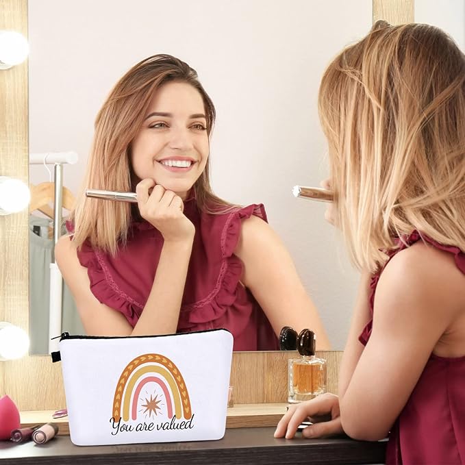 Dunzy 16 Pcs Makeup Bags Bulk Waterproof Cosmetic Bags Cna Week Graduation Gifts Roomy Zipper Pouch Travel Toiletry Portable Organizer Accessory Resistant Storage Purse for Women Men(Rainbow Style)