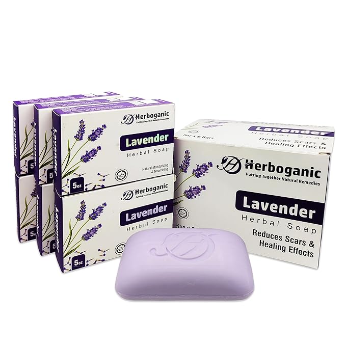 Lavender Herbal Soap | Pack of 6 of 5oz soap Bar | Ideal for Men and Women, Soothing and Nourishing Soap for Moisturization