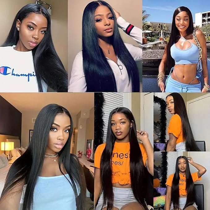 Straight Bundles Human Hair Bundles 16 Inch 1 Bundles 10A Brazilian 100% Unprocessed Virgin Human Hair Wet and Wavy Double Weft Straight Human Hair Bundles Natural Color